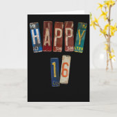 16歳の誕生日ヴィンテージライセンスプレート カード (黄色い花)