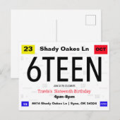16歳の誕生日免許証風のプレート 誕生日 ポストカード (正面/裏面)