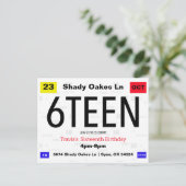 16歳の誕生日免許証風の誕生日パーティー招待状 ポストカード (スタンド正面)
