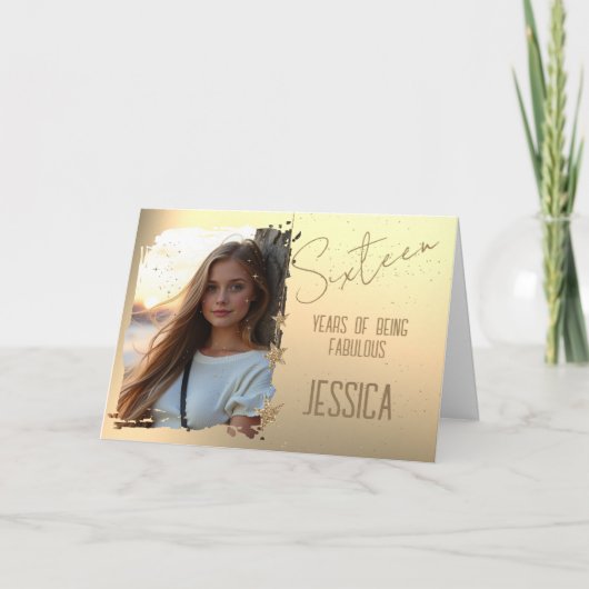 16歳の誕生日写真カード カード (正面)