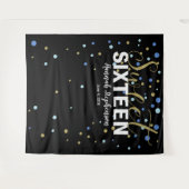 16歳の誕生日写真ブースのバックドロップバナー タペストリー (正面(横))