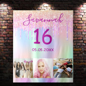 16歳の誕生日写真 レインボー ローズゴールド ピンク タペストリー