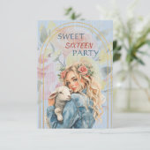 16歳の誕生日娘の招待状金髪ブロンド 招待状 (スタンド正面)