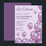 16歳の誕生日招待状バルーンシック紫 招待状<br><div class="desc">16歳の誕生日招待状バルーンシック紫モダン</div>