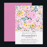 16歳の誕生日招待状ボホフローラピンク 招待状<br><div class="desc">16歳の誕生日招待状ボホフローラピンクシックヴィンテージ</div>