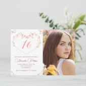 16歳の誕生日招待状ボホフローラ写真 招待状 (スタンド正面)