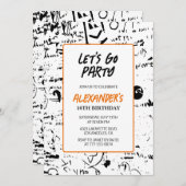 16歳の誕生日招待状メンズグラフィティ絵を描パーティー 招待状 (正面/裏面)