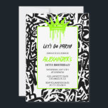 16歳の誕生日招待状メンズパーティーグラフィティクラウン 招待状<br><div class="desc">16歳の誕生日招待状メンズパーティーグラフィティクラウンブラックモダン</div>