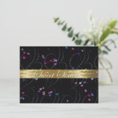 16歳の誕生日招待状 エレガントなブラック＆ゴールド 招待状 (スタンド正面)