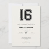 16歳の誕生日招待状 - ミニマルスポーツスタイル 招待状 (正面)