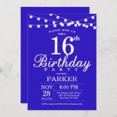 16歳の誕生日招待状 ロイヤルブルー 招待状 (正面/裏面)