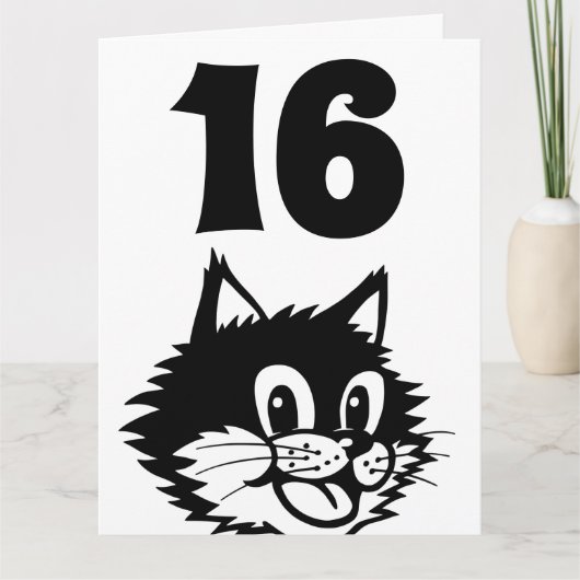 16歳の誕生日猫カード サンキューカード (正面)