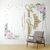 16歳の誕生日背景 ゴールドのティアラ ラベンダー フローラル タペストリー (インサイチュ(横))