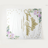 16歳の誕生日背景 ゴールドのティアラ ラベンダー フローラル タペストリー (正面(横))