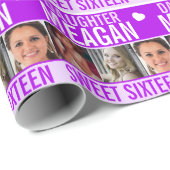 16歳の誕生日3枚の写真紫の娘 ラッピングペーパー (ロールコーナー)