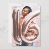 16歳の誕生日 おしゃれでシンプルな写真付き 16歳の誕生日 招待状 (裏面)
