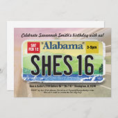 16歳の誕生日　アラバマ州の運転免許証招待状 招待状 (正面/裏面)