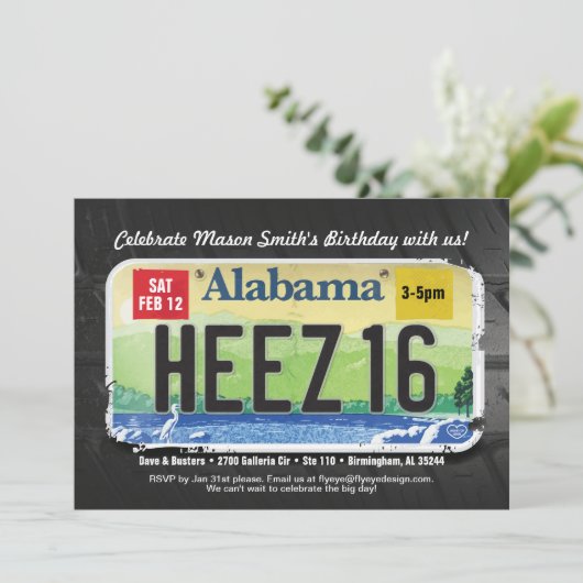 16歳の誕生日　アラバマ州免許取得のお知らせ 招待状 (スタンド正面)