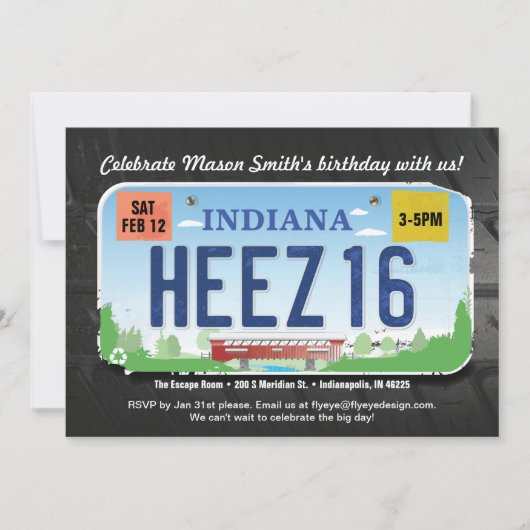 16歳の誕生日　インディアナ免許招待 招待状 (正面)