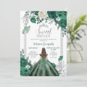 16歳の誕生日 エメラルドグリーンとシルバー 招待状 (スタンド正面)