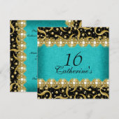 16歳の誕生日　エレガントな年齢の祝い 招待状 (正面/裏面)