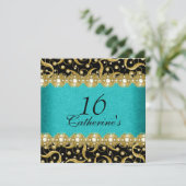 16歳の誕生日　エレガントな年齢の祝い 招待状 (スタンド正面)