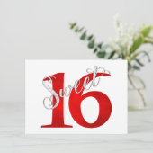 16歳の誕生日 | クラシックな赤と白のグランジ・ウォーターカラー 招待状 (スタンド正面)