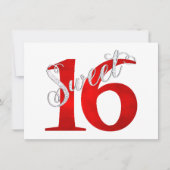 16歳の誕生日 | クラシックな赤と白のグランジ・ウォーターカラー 招待状 (正面)
