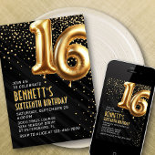 16歳の誕生日 ゴールド ブラック インビテーション