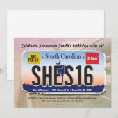 16歳の誕生日 サウスカロライナ州 ライセンス 招待状 (正面/裏面)