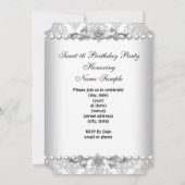 16歳の誕生日 シルバー ホワイト パール 2 招待状 (裏面)