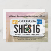 16歳の誕生日 ジョージア州免許証招待状 招待状 (正面/裏面)