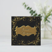 16歳の誕生日 スイートシックスティーン エレガント ブラック ゴールド 招待状 (スタンド正面)