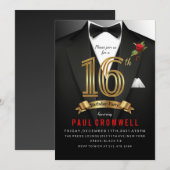 16歳の誕生日 スイート16 タキシード 招待状 (正面/裏面)