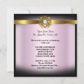 16歳の誕生日 ダマスク ピンク ゴールド ホワイト スイート 招待状 (裏面)