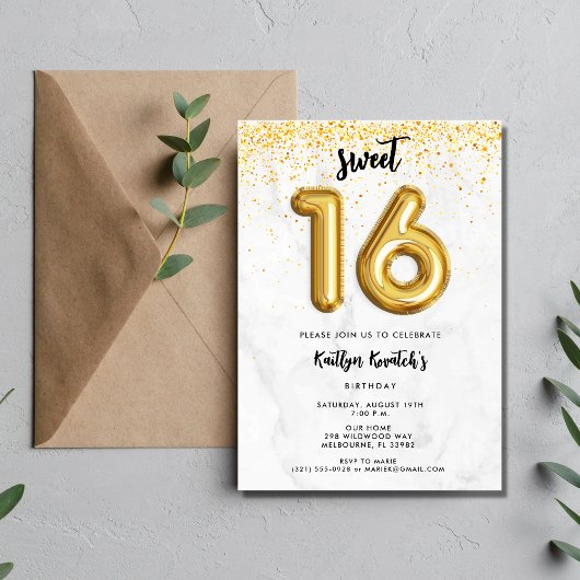 16歳の誕生日 バルーン パーティー 招待状