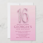 16歳の誕生日 ピンクダイヤモンド 招待状 (正面)