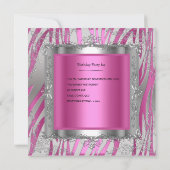 16歳の誕生日 ピンク シルバー ハート 招待状 (裏面)