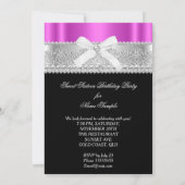 16歳の誕生日 ピンク ブラック シルバー 招待状 (裏面)