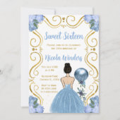 16歳の誕生日 プリンセス イラスト 招待状 (正面)