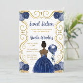 16歳の誕生日 プリンセス ネイビー 招待状 (スタンド正面)