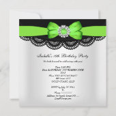 16歳の誕生日 ライムグリーン ブラック ホワイト レース 招待状 (裏面)