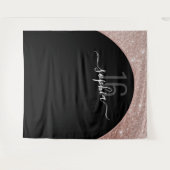 16歳の誕生日 ローズゴールド グリッター アーチ パーソナライズド タペストリー (正面(横))