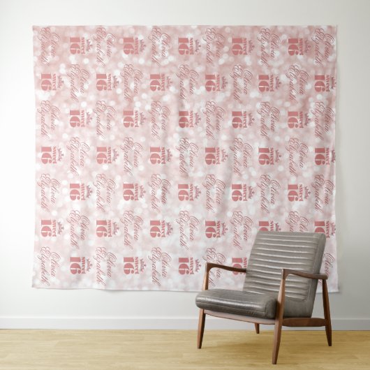 16歳の誕生日 ローズゴールド ステップアンドリピートパーティ タペストリー (インサイチュ(横))