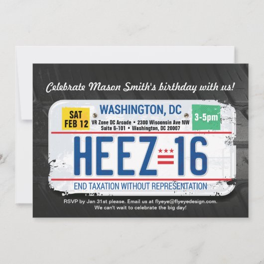 16歳の誕生日　ワシントンDC運転免許招待状 招待状 (正面)