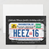 16歳の誕生日　ワシントンDC運転免許招待状 招待状 (正面/裏面)