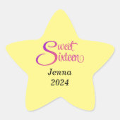 16歳の誕生日 名前と年 スターステッカー 星シール (正面)