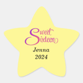 16歳の誕生日 名前と年 スターステッカー 星シール