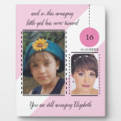 16歳の誕生日 名前 日付 ピンクの写真 フォトプラーク (正面)