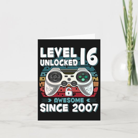 16歳の誕生日+息子+少年+面白い+ゲーマー+16歳+16歳の誕生日 カード (正面)
